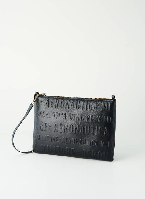 Pochette effet matière satinée noir AERONAUTICA femme