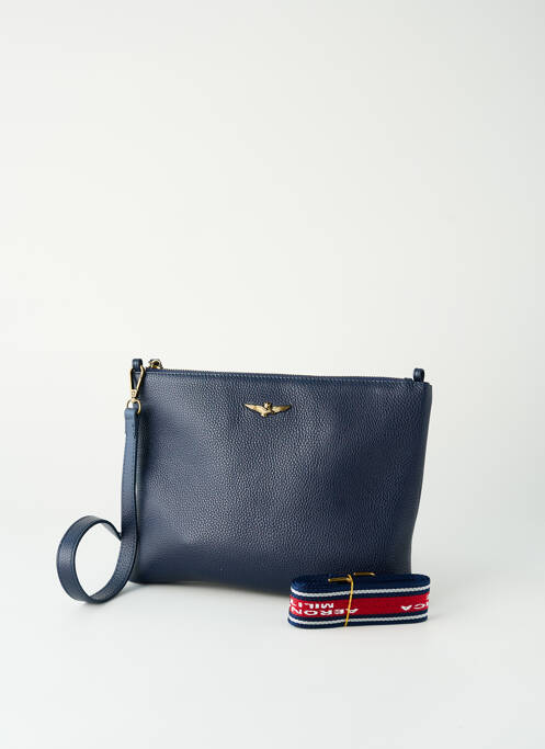 Pochette effet matière satinée bleu AERONAUTICA femme