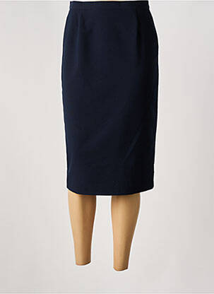 Jupe mi-longue taille à pinces bleu WEINBERG femme