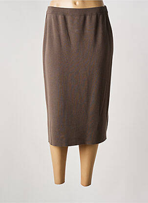 Jupe mi-longue coupe droite marron PAUPORTÉ femme