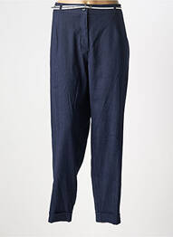 Pantalon droit tissage crêpe taille haute bleu SOLRIEU femme