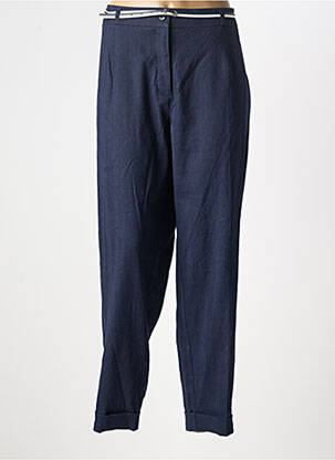 Pantalon droit tissage crêpe taille haute bleu SOLRIEU femme