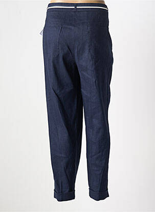 Pantalon droit tissage crêpe taille haute bleu SOLRIEU femme