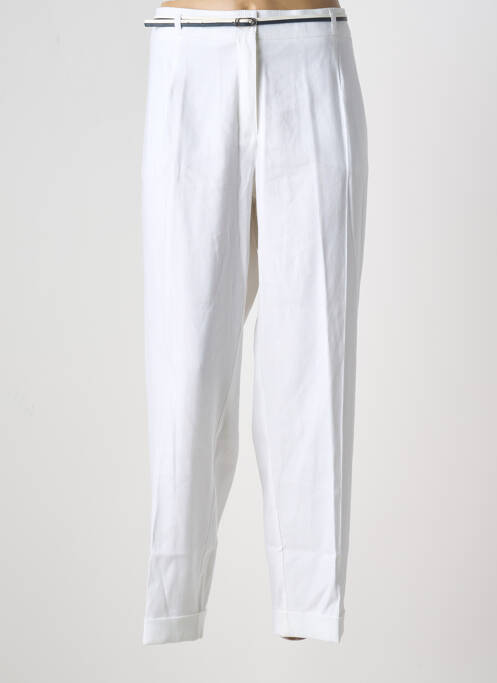 Pantalon droit tissage crêpe taille haute blanc WEINBERG femme