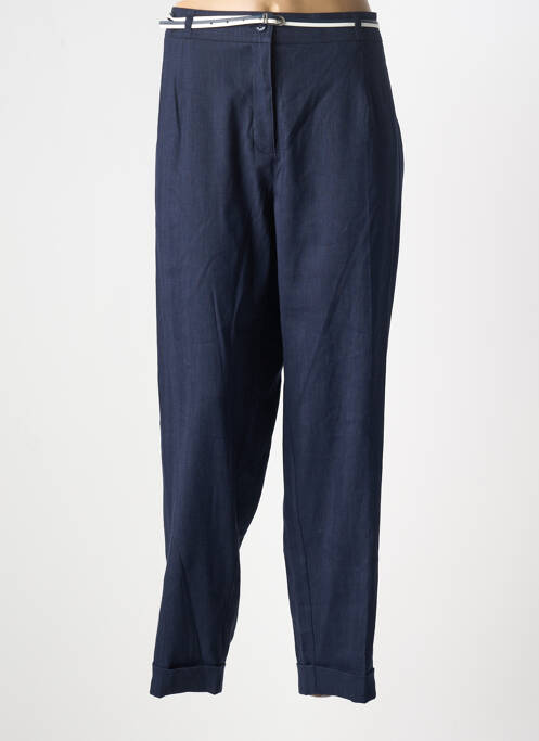 Pantalon droit tissage crêpe taille haute bleu SOLRIEU femme