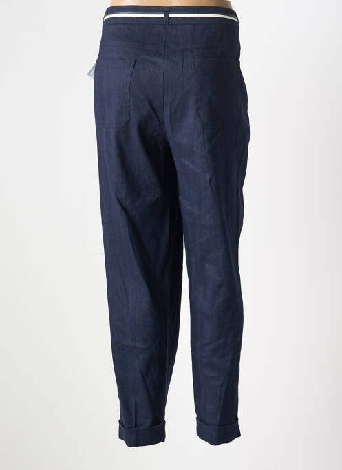 Pantalon droit tissage crêpe taille haute bleu SOLRIEU femme