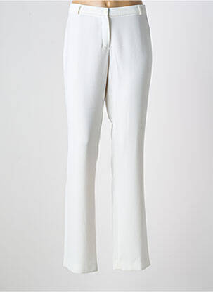 Pantalon droit tissage crêpe taille haute beige WEINBERG femme