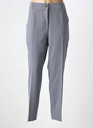 Pantalon chino fermeture zippée sous rabat boutonné taille normale bleu WEINBERG femme