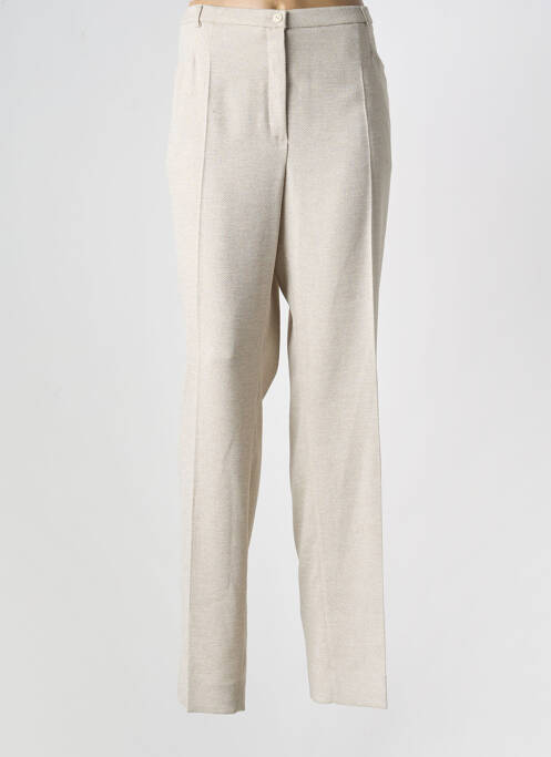 Pantalon droit fermeture zippée sous rabat boutonné taille normale beige PAUPORTÉ femme
