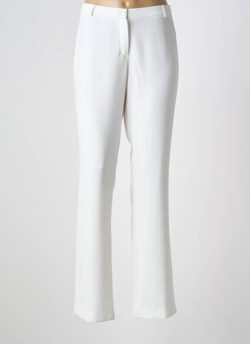 Pantalon droit tissage crêpe taille haute beige WEINBERG femme