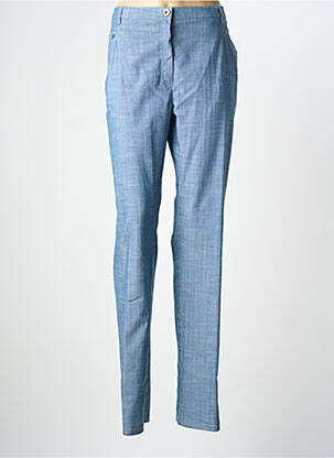 Pantalon droit fermeture zippée sous rabat boutonné bleu PAUPORTÉ femme