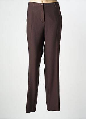Pantalon droit fermeture zippée sous rabat boutonné marron PAUPORTÉ femme