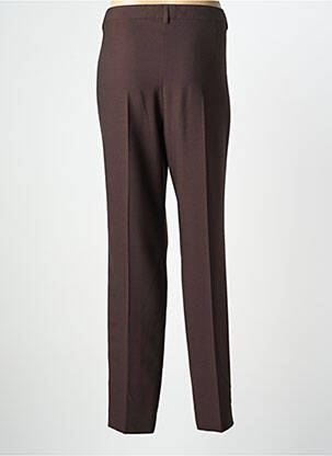 Pantalon droit fermeture zippée sous rabat boutonné marron PAUPORTÉ femme