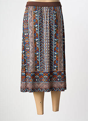 Jupe mi-longue taille élastique marron PAUPORTÉ femme