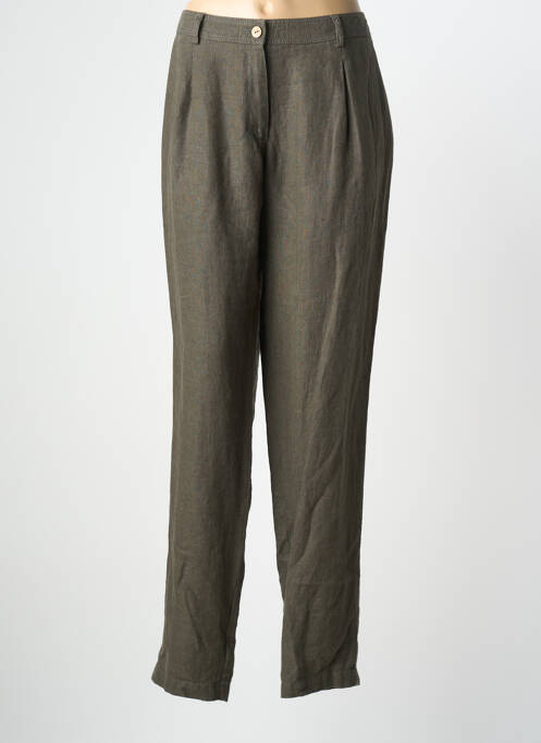 Pantalon droit fermeture zippée sous rabat boutonné vert TERRE DE FÉES femme