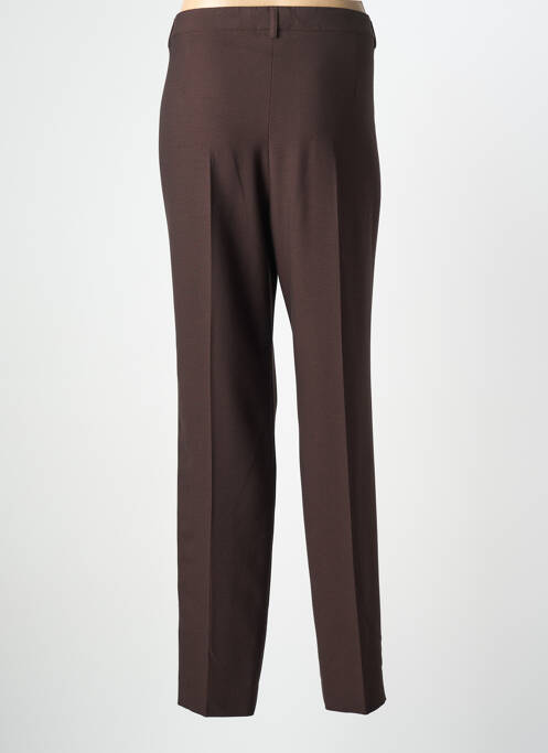 Pantalon droit fermeture zippée sous rabat boutonné marron PAUPORTÉ femme
