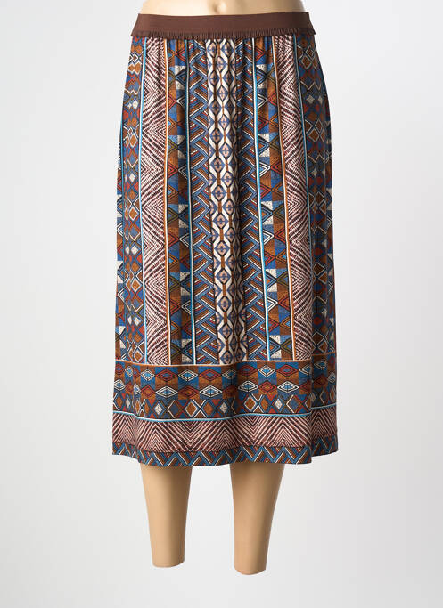 Jupe mi-longue taille élastique marron PAUPORTÉ femme