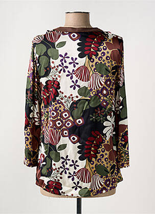 Blouse imprimé fleurs manches 3/4 marron TERRE DE FÉES femme