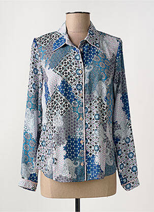 Chemisier imprimé fleurs manches longues bleu PAUPORTÉ femme