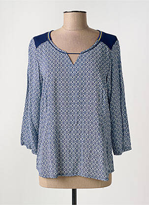 Blouse imprimé fantaisie manches 3/4 bleu TERRE DE FÉES femme