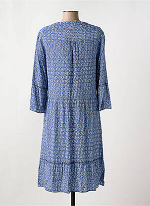 Robe mi-longue imprimé fantaisie manches longues bleu BIANCA femme
