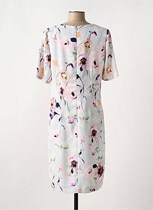 Robe mi-longue imprimé fleurs manches courtes gris WEINBERG femme