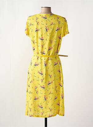 Robe mi-longue imprimé fleurs manches courtes jaune WEINBERG femme