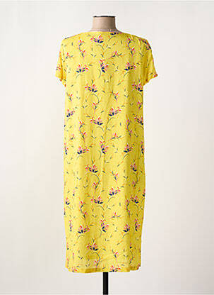 Robe mi-longue imprimé fleurs manches courtes jaune WEINBERG femme