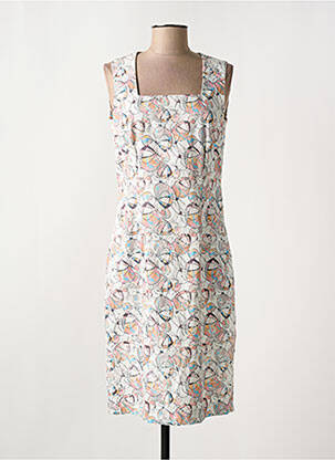 Robe mi-longue imprimé fantaisie sans manche blanc WEINBERG femme