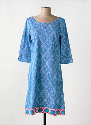 Robe mi-longue manches 3/4 manches 3/4 bleu HATLEY femme