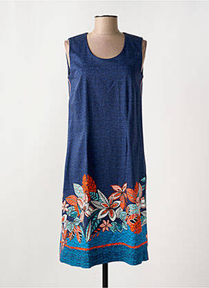 Robe mi-longue imprimé fleurs sans manche bleu WEINBERG femme