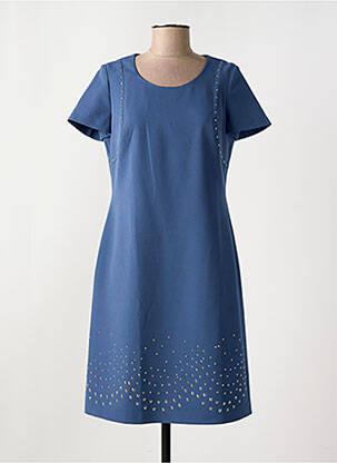 Robe mi-longue manches courtes manches courtes bleu WEINBERG femme