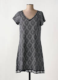 Robe mi-longue imprimé fantaisie manches courtes noir HATLEY femme