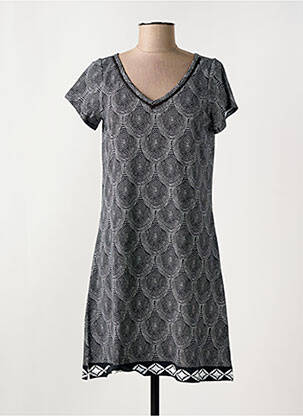 Robe mi-longue imprimé fantaisie manches courtes noir HATLEY femme