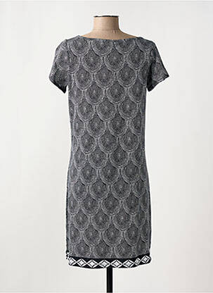 Robe mi-longue imprimé fantaisie manches courtes noir HATLEY femme