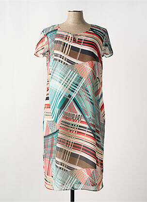Robe mi-longue imprimé fantaisie manches courtes vert WEINBERG femme