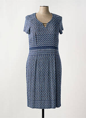 Robe mi-longue manches courtes manches courtes bleu PAUPORTÉ femme