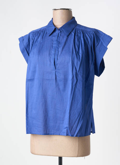 Blouse légère et transparente manches courtes bleu HOD femme
