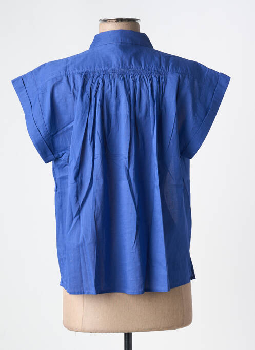 Blouse légère et transparente manches courtes bleu HOD femme