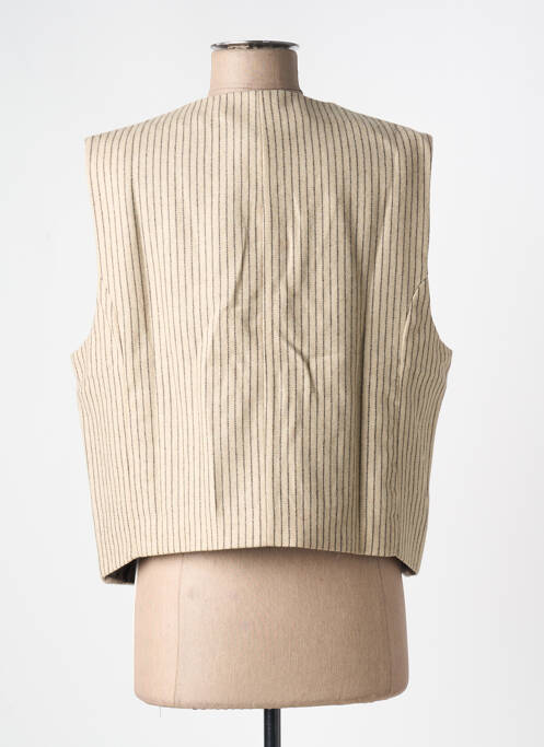 Gilet sans manche imprimé rayures beige HOD femme