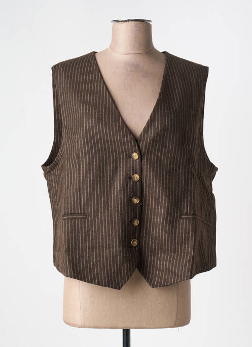 Gilet sans manche imprimé rayures marron HOD femme