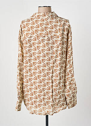 Chemisier imprimé fleurs manches longues marron DIEGA femme