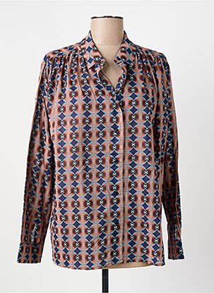 Chemisier coupe droite manches longues marron HOD femme