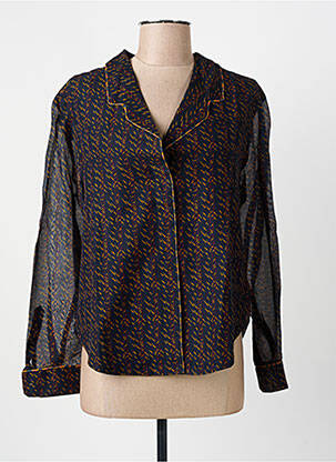 Chemisier tissage crêpe manches longues noir CHLOÉ STORA femme