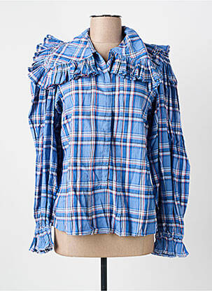 Chemisier coupe cintrée manches longues bleu LAURENCE BRAS femme