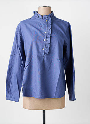 Blouse tissage popeline manches longues bleu HOD femme