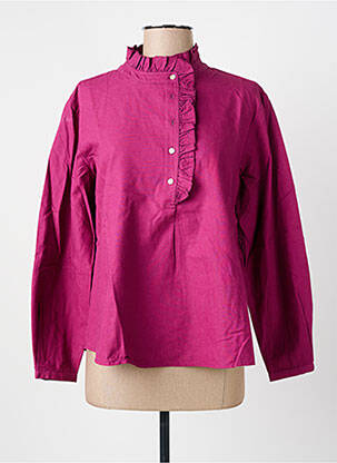 Blouse poignets boutonnés avec fente manches longues rose HOD femme