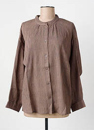 Chemisier tissage crêpe manches longues marron HOD femme