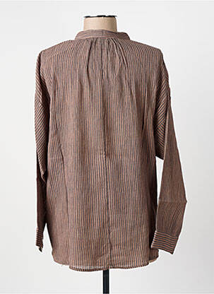 Chemisier tissage crêpe manches longues marron HOD femme