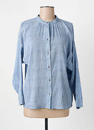 Chemisier tissage crêpe manches longues bleu HOD femme